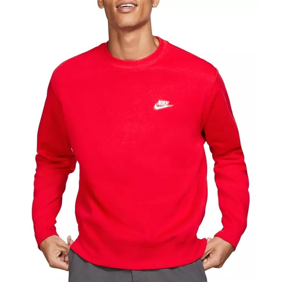 Nike Other - Nike Men's Sportswear Club Fleece Crewneck Sweatshirt University Red/White